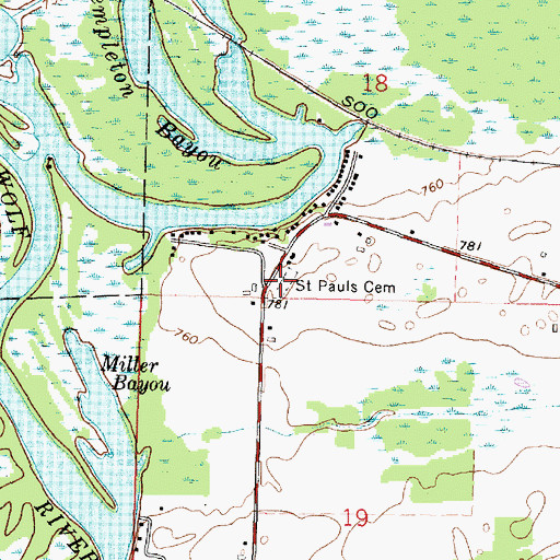 Topographic Map of Saint Pauls Cemetery, WI