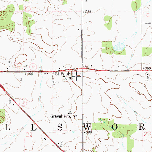 Topographic Map of Saint Pauls Cemetery, WI