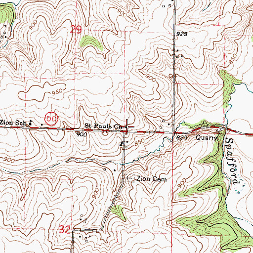 Topographic Map of Saint Pauls Church, WI