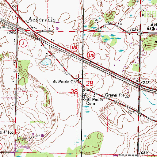Topographic Map of Saint Pauls Church, WI