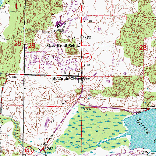 Topographic Map of Saint Pauls Church, WI