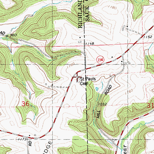 Topographic Map of Saint Pauls Church, WI