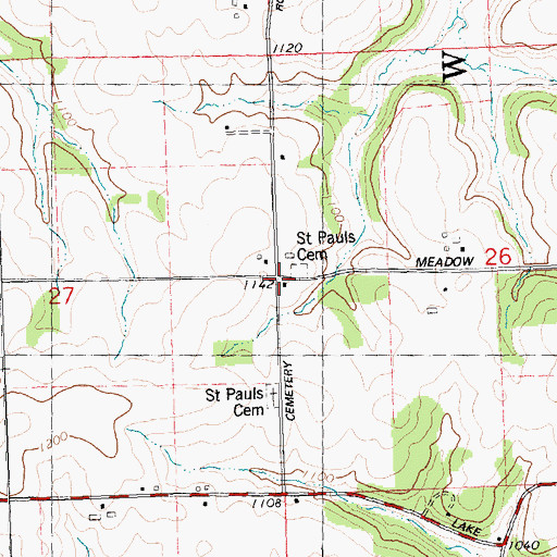 Topographic Map of Saint Pauls Church, WI