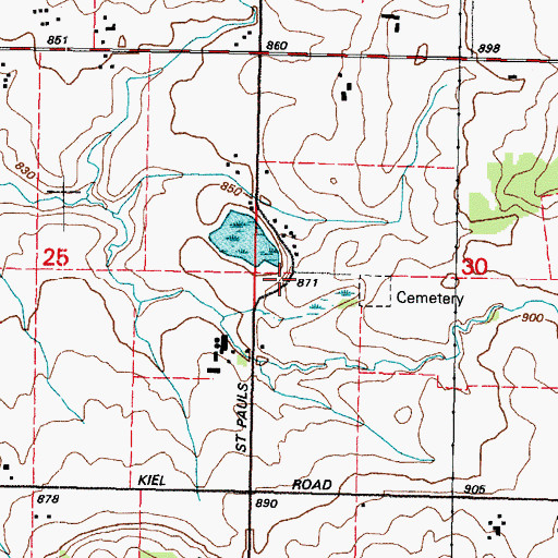 Topographic Map of Saint Pauls Church, WI