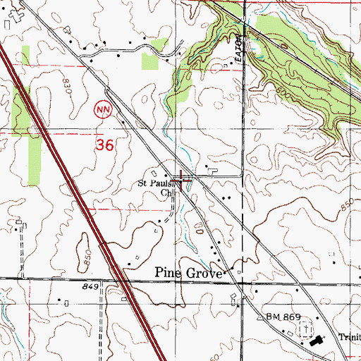 Topographic Map of Saint Pauls Church, WI