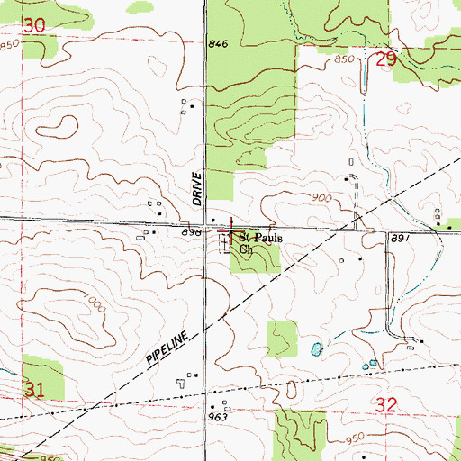 Topographic Map of Saint Pauls Church, WI