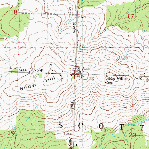 Topographic Map of Saint Pauls Church, WI