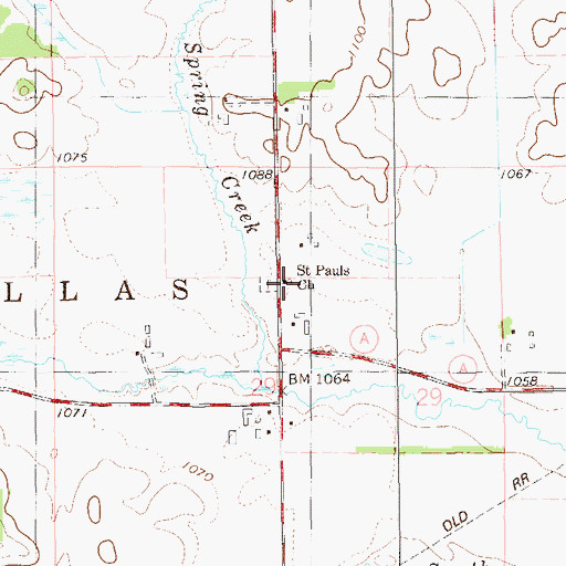 Topographic Map of Saint Pauls Church, WI