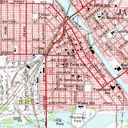 Topographic Map of Saint Pauls School, WI