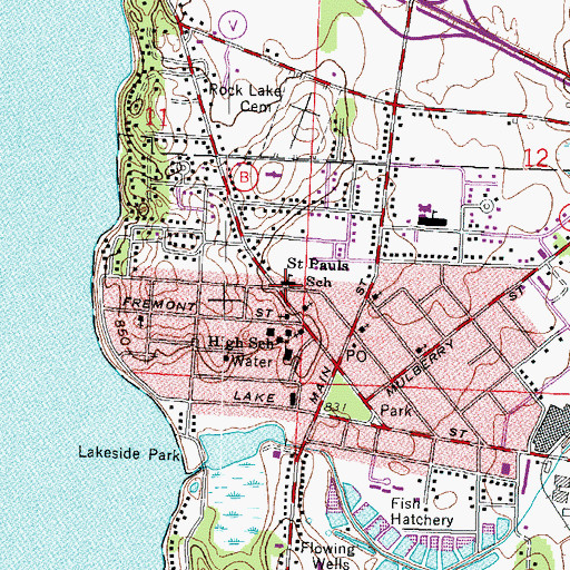 Topographic Map of Saint Paul Evangelical Lutheran School, WI