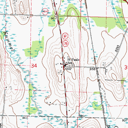 Topographic Map of Saint Pauls School, WI