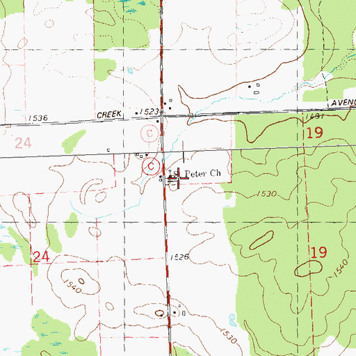 Topographic Map of Saint Peter Church, WI