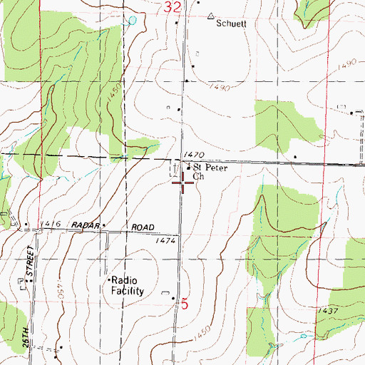 Topographic Map of Saint Peter Evangelical Lutheran Church, WI