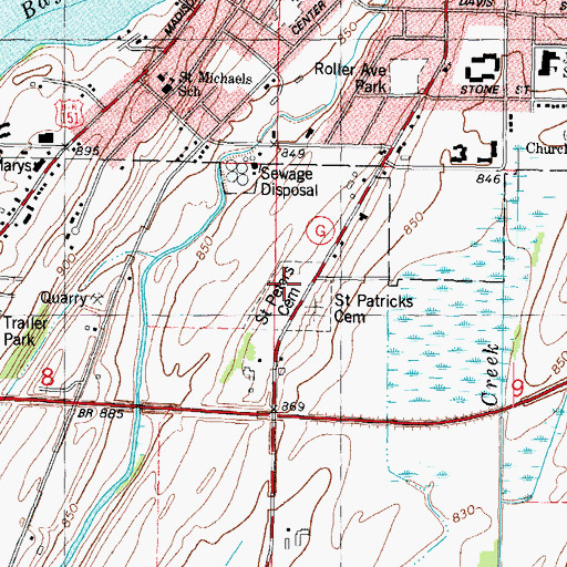 Topographic Map of Saint Peter's Cemetery, WI