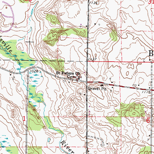 Topographic Map of Saint Peters Church, WI