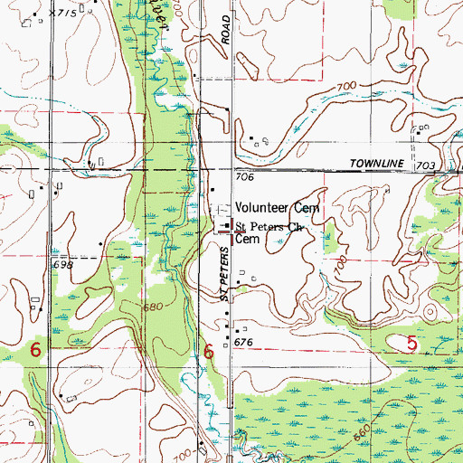 Topographic Map of Saint Peters Church, WI