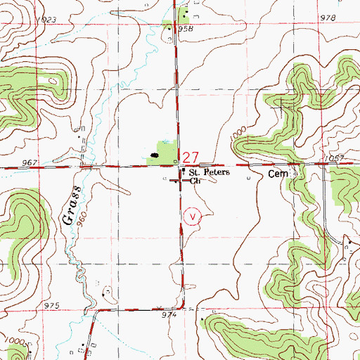 Topographic Map of Saint Peters Church, WI
