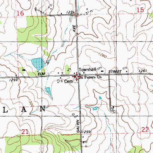 Topographic Map of Saint Peters Church, WI