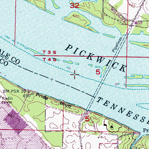 Topographic Map of Woodland Landing (historical), AL