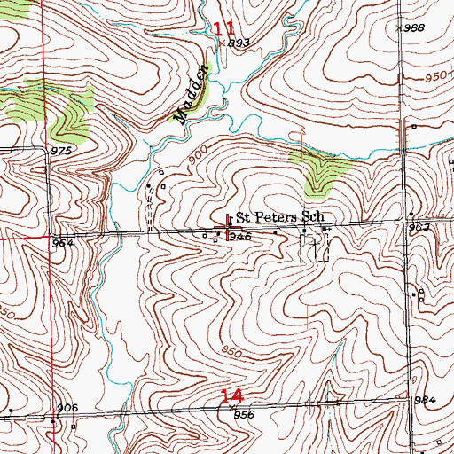 Topographic Map of Saint Peters School, WI