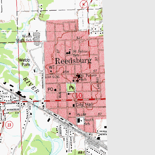 Topographic Map of Saint Peter's Lutheran School, WI