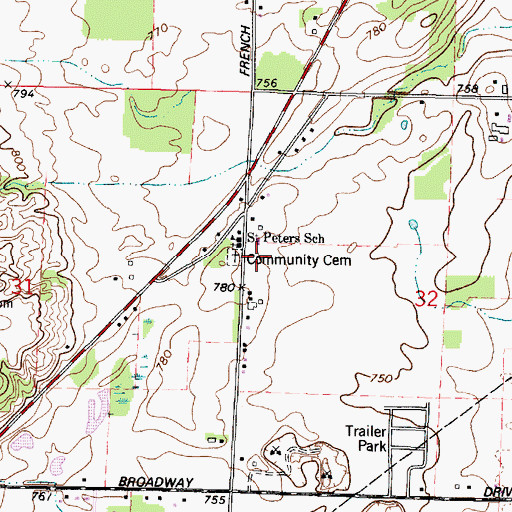 Topographic Map of Saint Peter Lutheran School, WI