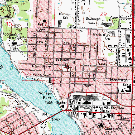 Topographic Map of Saint Peter Middle School, WI