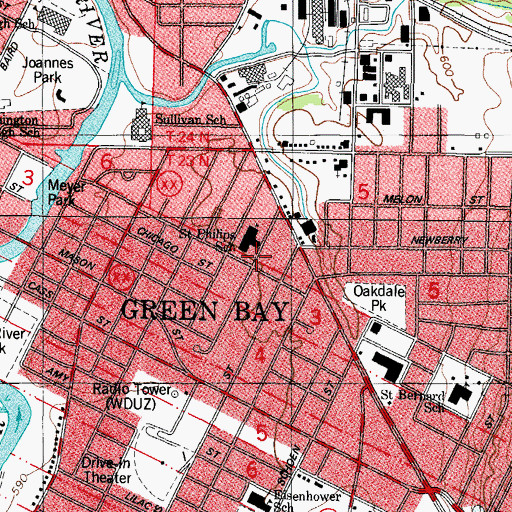 Topographic Map of Saint Philips School, WI