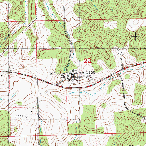 Topographic Map of Saint Philips Church, WI