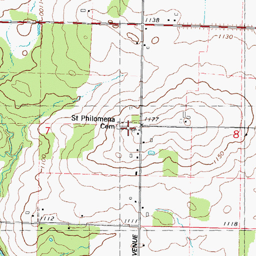 Topographic Map of Saint Philomena Cemetery, WI