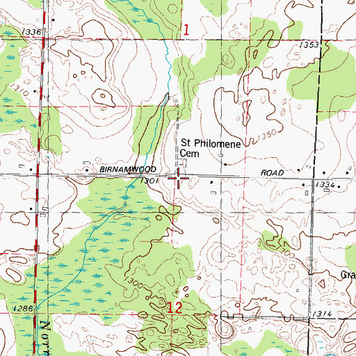 Topographic Map of Saint Philomene Cemetery, WI