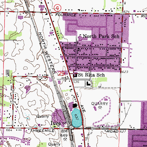 Topographic Map of Saint Rita School, WI