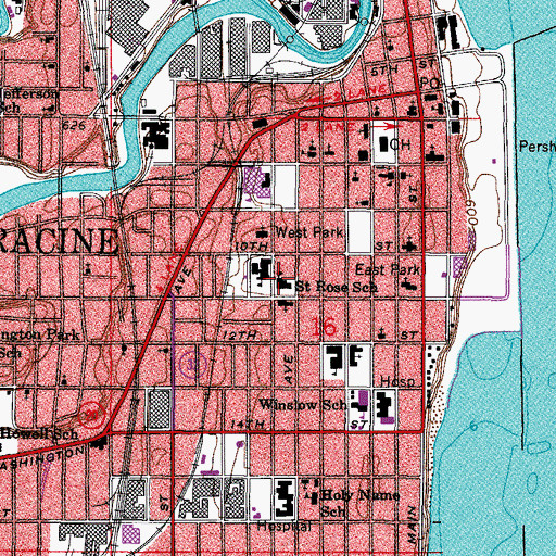 Topographic Map of Saint Rose School, WI