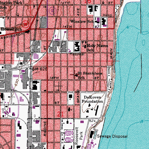 Topographic Map of Saint Stanislaus School, WI