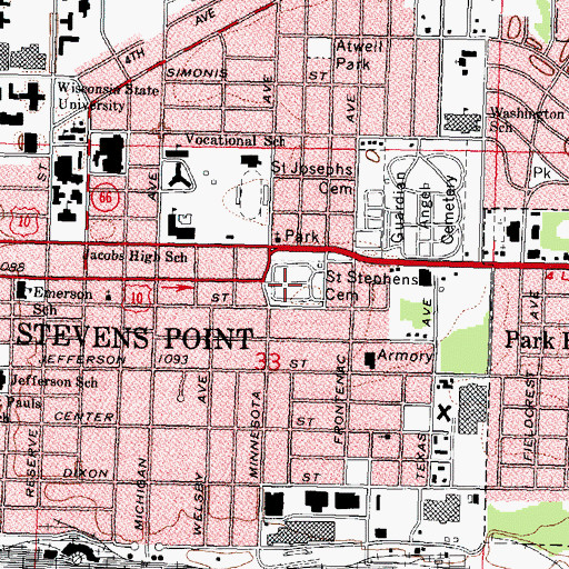 Topographic Map of Saint Stephens Cemetery, WI