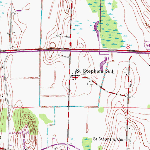 Topographic Map of Saint Stephens School, WI