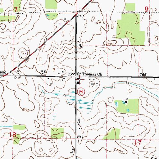 Topographic Map of Saint Thomas Church, WI