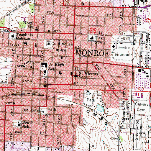 Topographic Map of Saint Victor School, WI