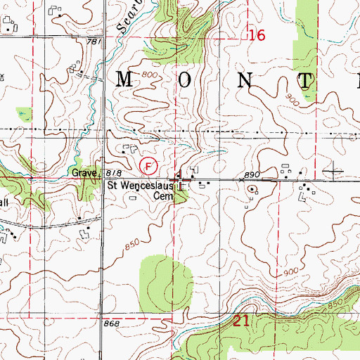 Topographic Map of Saint Wenceslaus Cemetery, WI