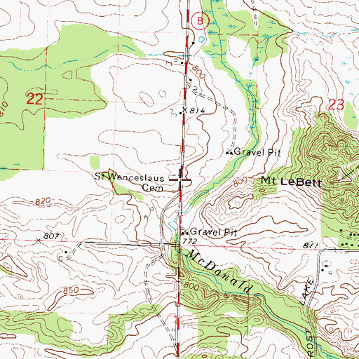 Topographic Map of Saint Wenceslaus Cemetery, WI