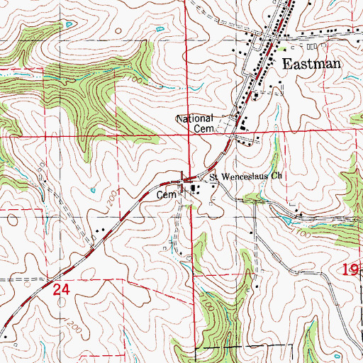 Topographic Map of Saint Wenceslaus Church, WI