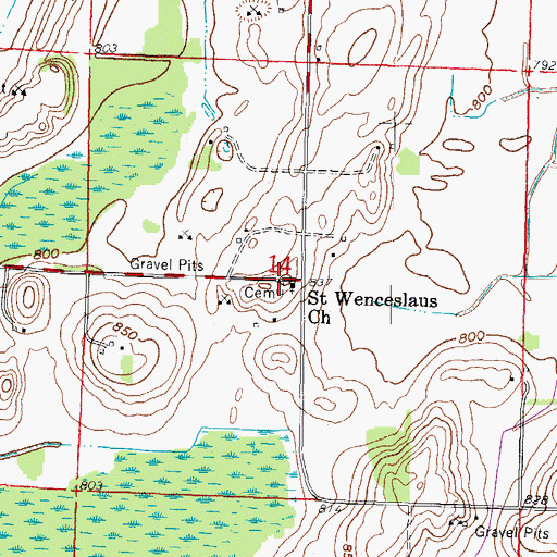 Topographic Map of Saint Wenceslaus Church, WI