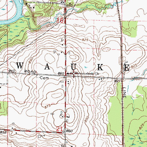 Topographic Map of Saint Wenceslaus Church, WI