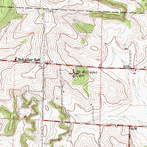 Topographic Map of Saint William Catholic Cemetery, WI
