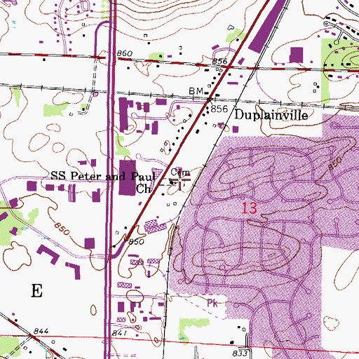 Topographic Map of Saints Peter and Paul Church, WI