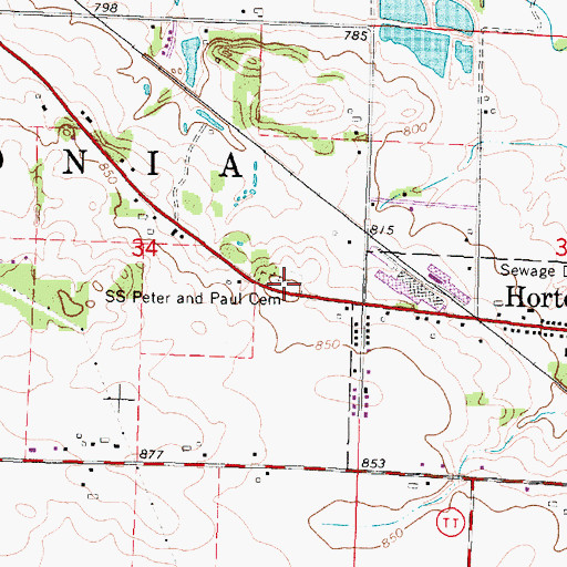 Topographic Map of Saints Peter and Paul Cemetery, WI