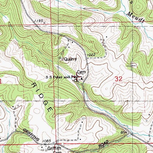 Topographic Map of Saints Peter and Paul Church, WI