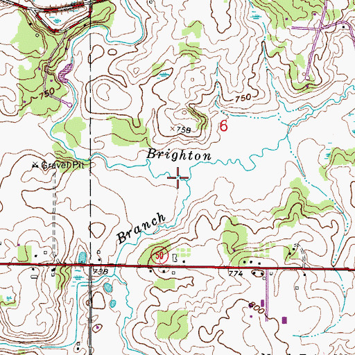 Topographic Map of Salem Branch, WI