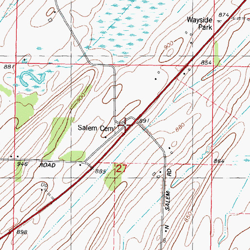 Topographic Map of Salem Cemetery, WI