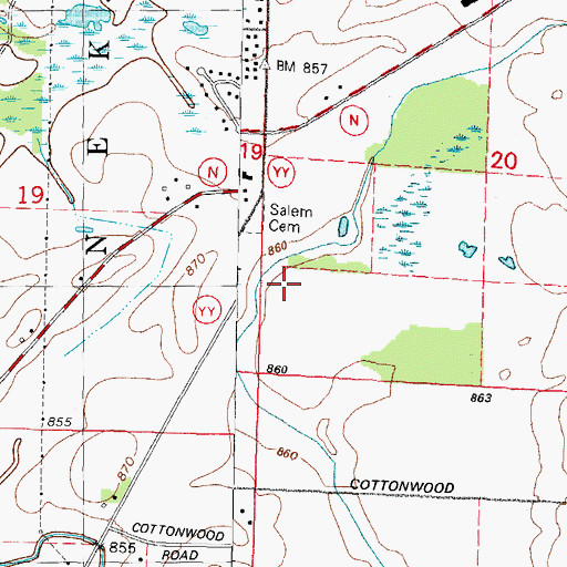Topographic Map of Salem Cemetery, WI